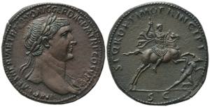 Trajan (98-117). Replica of Æ Sestertius ... 