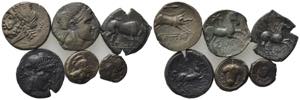 Magna Graecia and Sicily, lot of 6 Æ coins, ... 
