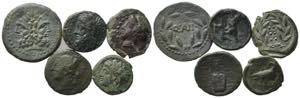 Sicily, lot of 5 Æ coins, to be catalog. ... 