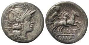 Pinarius Natta, Rome, 155 BC. AR Denarius ... 