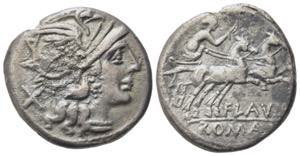 Decimius Flavus, Rome, 150 BC. AR Denarius ... 