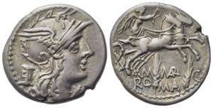 M. Marcius Mn.f., Rome, 134 BC. AR Denarius ... 