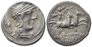 M. Opimius, Rome, 131 BC. AR Denarius (18mm, ... 