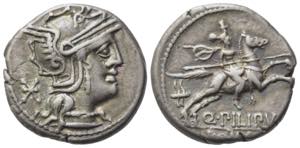 Q. Philippus, Rome, 129 BC. AR Denarius ... 