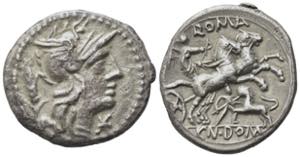 Cn. Domitius Ahenobarbus, Rome, 128 BC. AR ... 