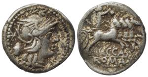 C. Cassius, Rome, 126 BC. AR Denarius (19mm, ... 