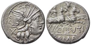C. Plutius, Rome, 121 BC. AR Denarius (17mm, ... 