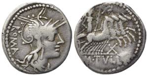 M. Tullius, Rome, 119 BC. AR Denarius (21mm, ... 