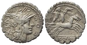L. Cosconius M.f., Narbo, 118 BC. AR Serrate ... 