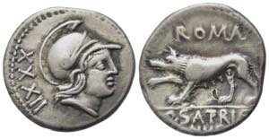 P. Satrienus, Rome, 77 BC. AR Denarius ... 