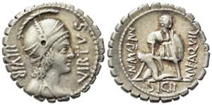Mn. Aquillius Mn.f. Mn.n., Rome, 65 BC. AR ... 