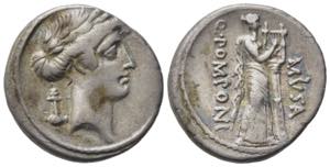Q. Pomponius Musa, Rome, 56 BC. AR Denarius ... 