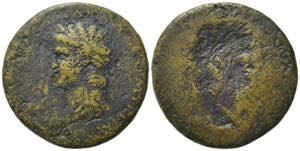 Nero (54-68). Brockage Æ Sestertius (34mm, ... 