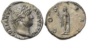 Hadrian (117-138). AR Denarius (18mm, ... 