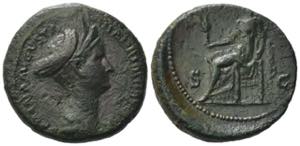 Sabina (Augusta, 128-136/7). Æ As (26.5mm, ... 