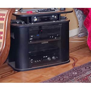 TV stand  carrier with some devices. 