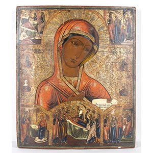 Russian icon of the Virgin,  early 19th ... 