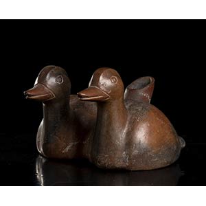 A POTTERY EWER SHAPED AS TWO DUCKS Mexico, ... 