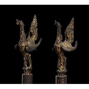 TWO PARTIALLY GILT WOOD SMALL ... 