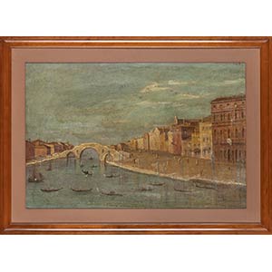 Veduta di Venezia Olio su tela, 71 x 52 cm ... 