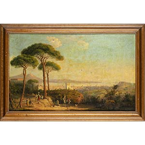 Panorama golfo di Napoli Olio su tela, 70 x ... 