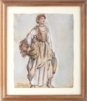 Female portrait pastel on paper, 34 x 28 cm  ... 