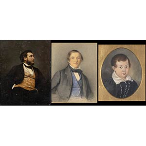 Undecrypted signatures  Lot of 3 portraits ... 