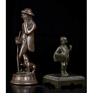 Lot of two figurines Bronze, 15 x ... 