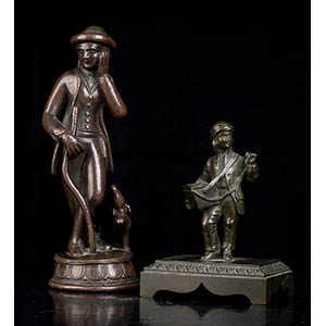 Lot of two figurines Bronze, 15 x 8 cm max ... 
