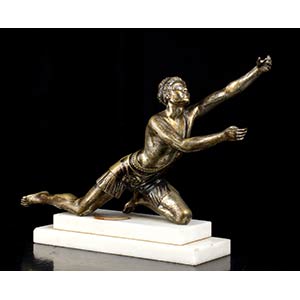 Bronze figure with marble base Bronze and ... 