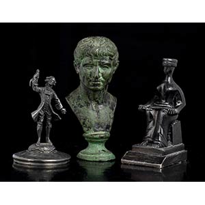 Lotto di 3 sculture Antimonio e bronzo, 13 x ... 