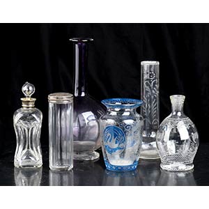 Lot of 6 bottles and containers Glass, ... 