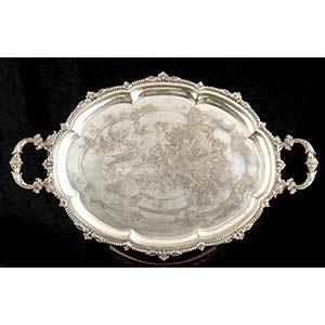 Two silver plated English trays, ... 