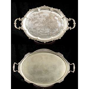 Two silver plated English trays, ... 