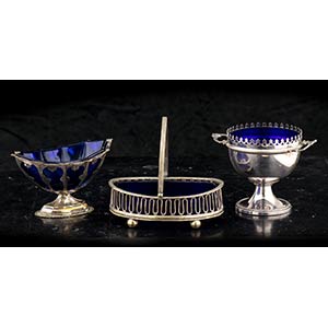 Three English silver-plated and glass ... 