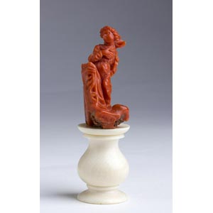 Virgin Annunciated. A carved coral figure  ... 