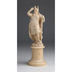 A carved ivory figure depicting a Viking ... 