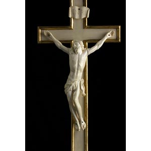 A carved ivory Reliquary Crucifix ... 