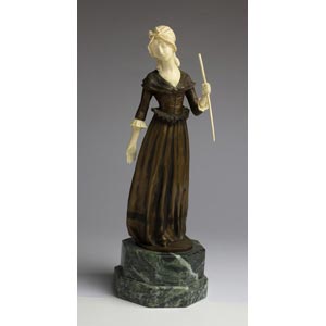 A gilt bronze and ivory figure of a maiden - ... 