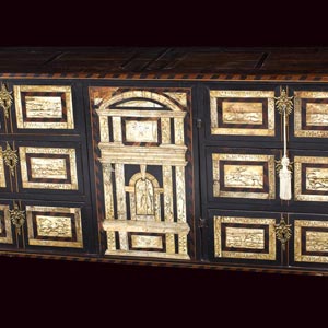 An ivory and ebony inlaid cabinet ... 