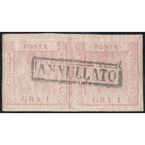 1858, N.3 Light pink, horizontal pair, used. ... 
