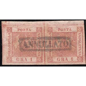 1858, N.4 Carmine Pink, horizontal pair, ... 