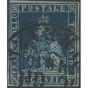1851, 6cr. N. 7a Indaco su Azzurro, usato. ... 