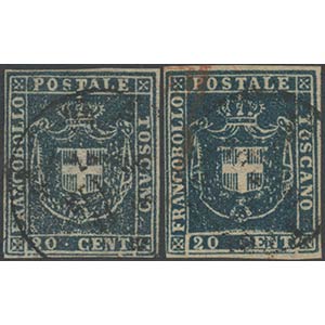 1860, 20c. N.20 in two different colour ... 