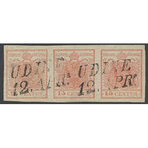 1850, 15c. N.5 Pink on pseudo-laid paper, in ... 