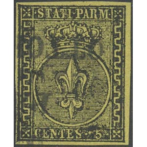 1852, 5c. N.1 Yellow used. (A+) (E.D.)