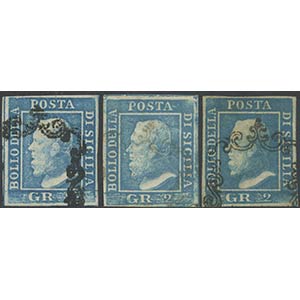 1859, 2gr. N6 in three different hues. All ... 