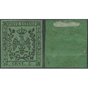 1852, 5c. N.1 green, new. On the back, an ... 