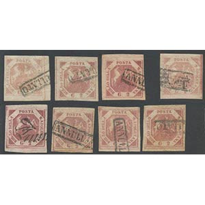 Lot of eight 2gr. in different nuances of ... 