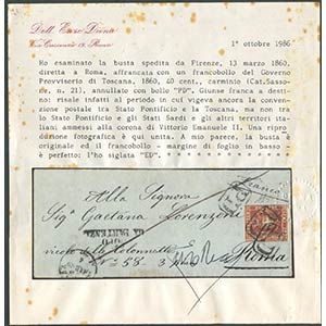 13.3.1860, Lettera da Firenze per ... 